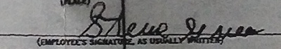 Steave Green's signature on his Social Security Application