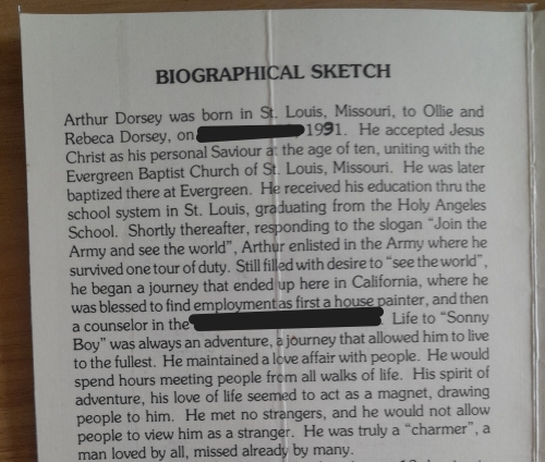 A snippet of Arthur's Obituary