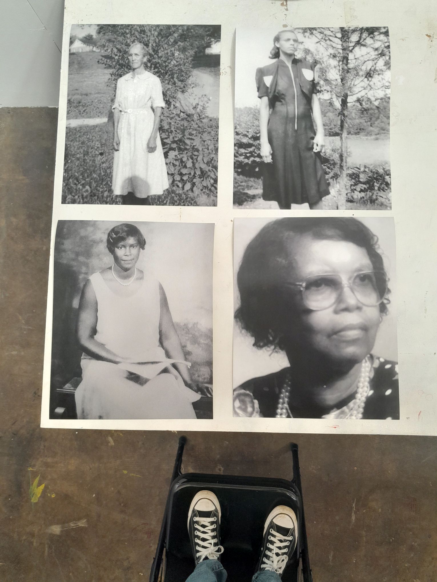 16 inch by 20 inch black and white images of the author's great-grandmothers.